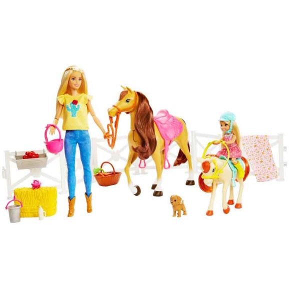 Barbie och Chelsea med hästar