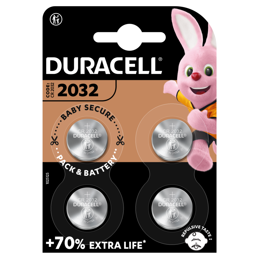 Duracell CR2032 litiumbatterier 3 Volt 4 st.