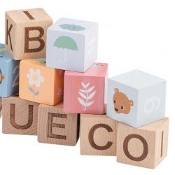Alfabetsklossar och sifferklossar 30 delar av trä Joueco