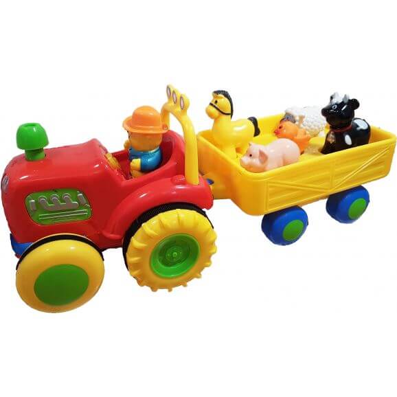 Leksakstraktor med vagn och djur. Till mindre barn.