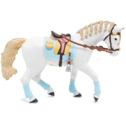 Papo Häst med sadel blått schabrak