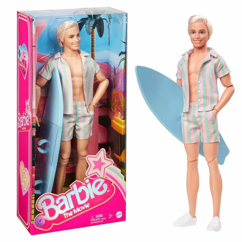 Barbie Movie Perfect Ken The Movie Collectible Doll Beachy Ken with Surfboard Ryan Gosling HPJ97