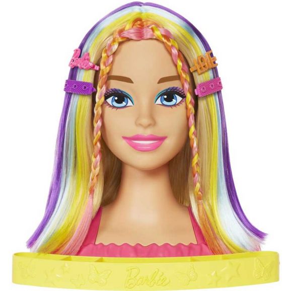 Barbie Neon Rainbow Deluxe Styling Huvud Totally Hair HMD78