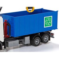 Emek Scania Recycle lastväxlare med kran och vit hytt