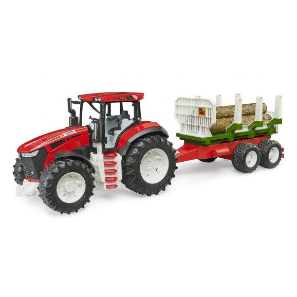 Bruder Roadmax tractor with forestry trailer and 3 trunks 03453