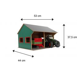 Maskinhall för 2 Bruder traktorer och redskap Kids Globe 1:16