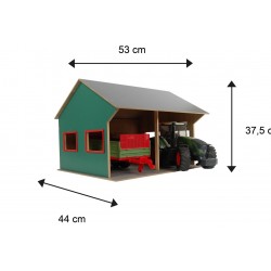 Maskinhall för 2 Bruder traktorer och redskap Kids Globe 1:16