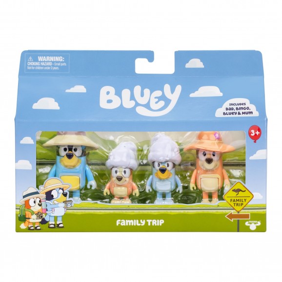 Bluey, 4 pack Figurer, Bluey-familjen Holiday