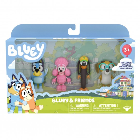 Bluey, 4 pack Figurer, Bluey-familjen Holiday