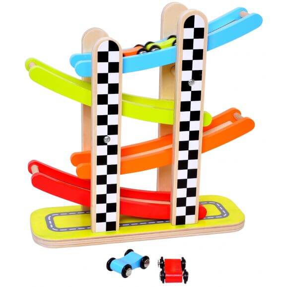 Bilbana i trä leksak med bilar Tooky Toy