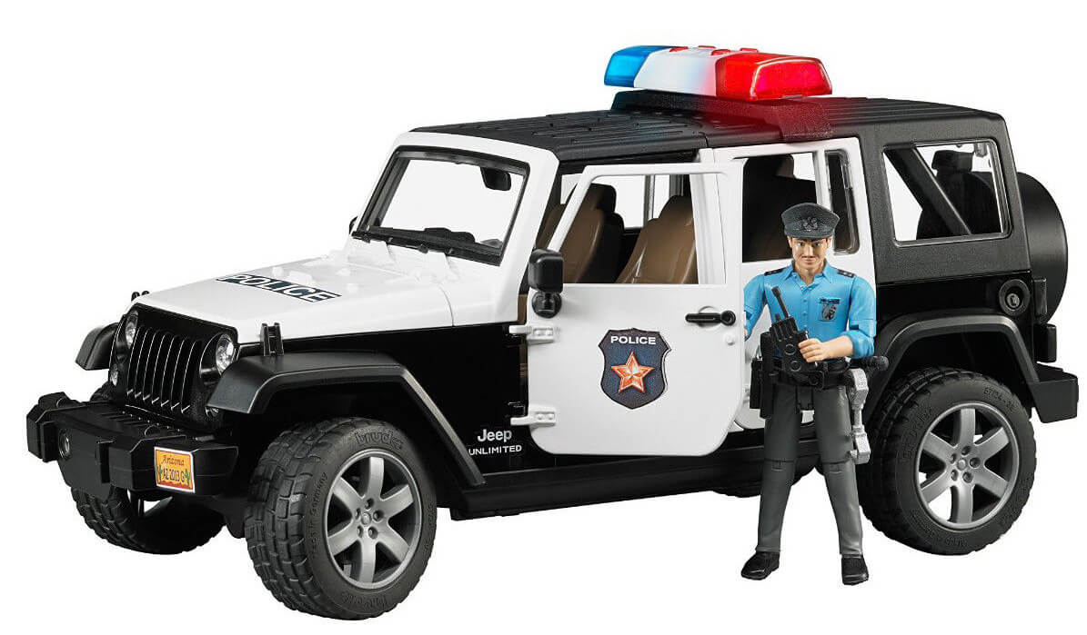 Läs mer om Bruder Polisbil Jeep Wrangler med Polis 02526
