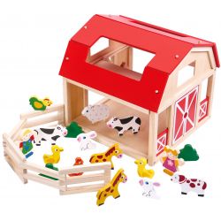 Tooky Toy Lantgård i trä för barn med leksaksdjur