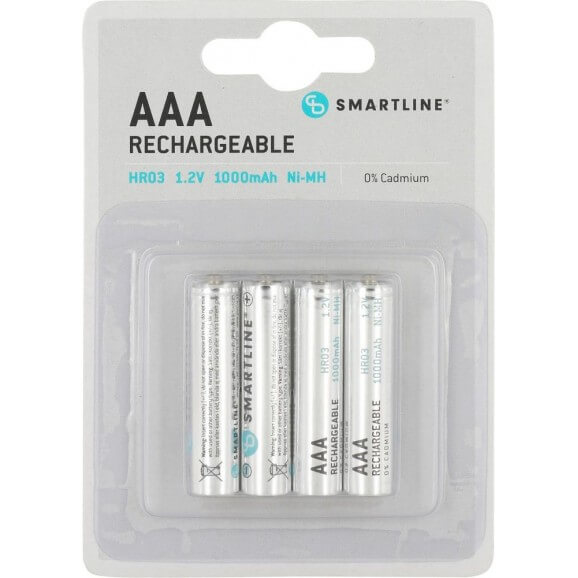 AAA 1,5 Volt Batterier. Uppladdningsbara. 4-pack.