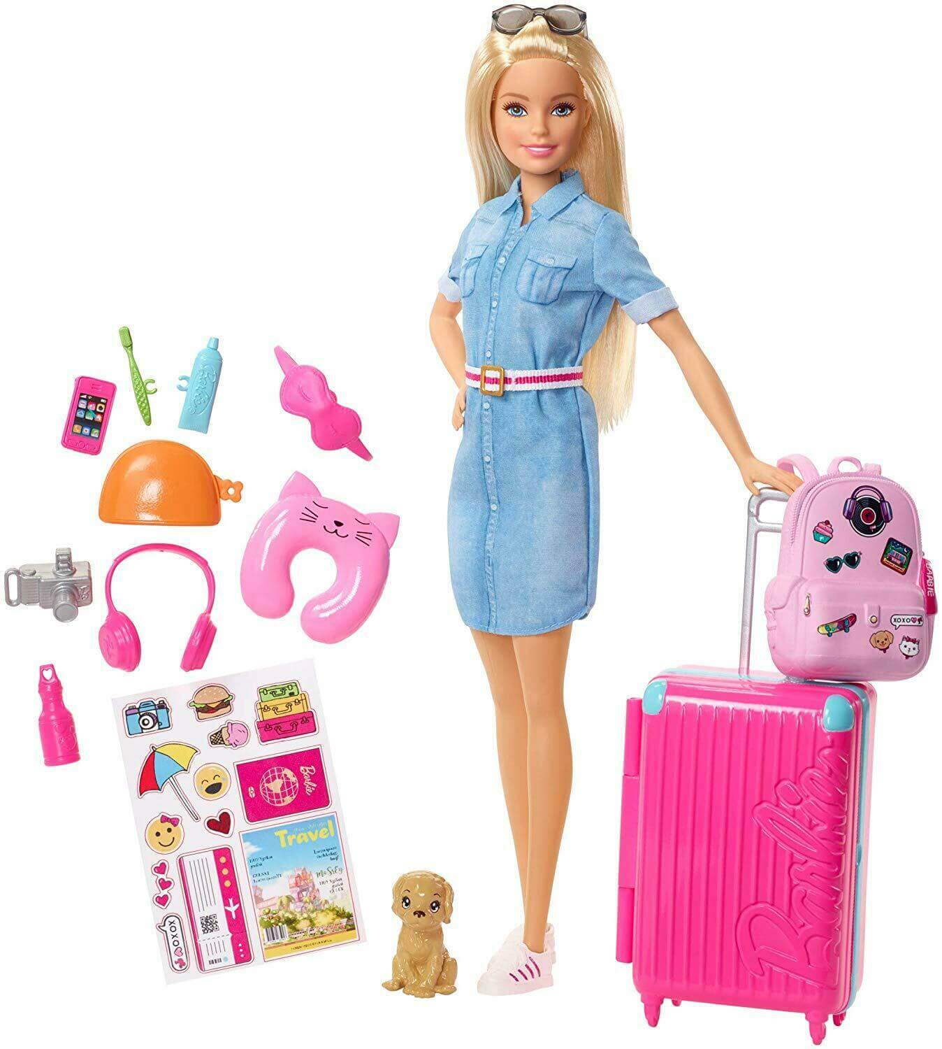 Barbie Travel Doll &amp; Accessories FWV25