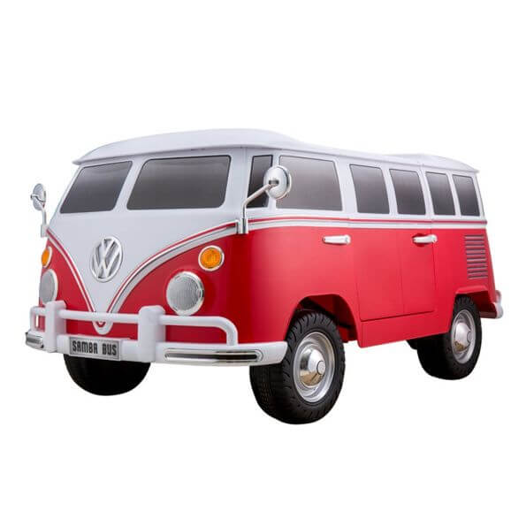 Elbil barn VW Bus en klassiker, två sittplatser 2x12V motor röd