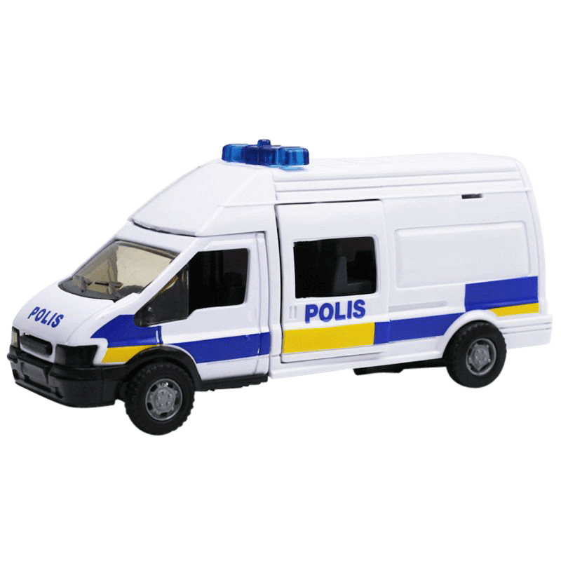 Polisbuss Leksaksbil med ljus- och ljudramp TEAMA - 1:48