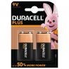 9 Volt, Duracell Plus Power Alkaline Batterier. 2 st.