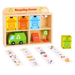 Tooky Toy Återvinningsstation i trä leksak för barn