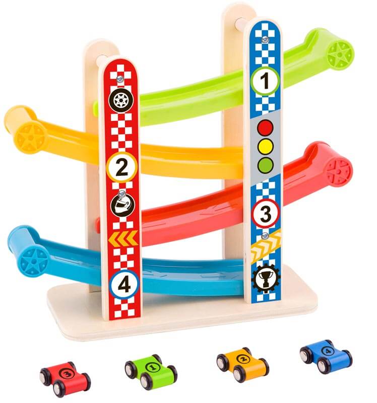 Tooky Toy Bilbana i trä för barn 4 våningsplan