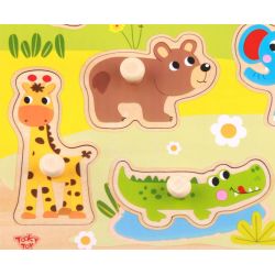 Tooky Toy Träpussel med figursågade vilda djur