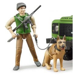 Bruder Land Rover Defender med figur och hund 02587