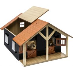 Kids Globe horse stable wood with 2 boxes and workshop 1:24