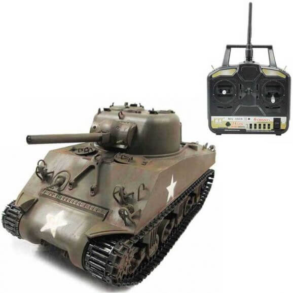 Radiostyrd Stridsvagn Sherman M4A3 Army 1:16 Metall Amewi