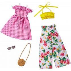 Barbie Fashion rosa klänning och blommiga byxor 2 Pack