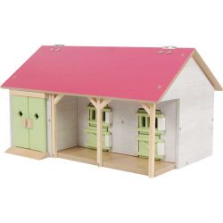 Leksaksstall 2 st. stallboxar och garage rosa leksak Kids Globe 1:32