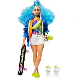 Barbie Extra Blue Curly Hair With Bomber Jacket GRN30