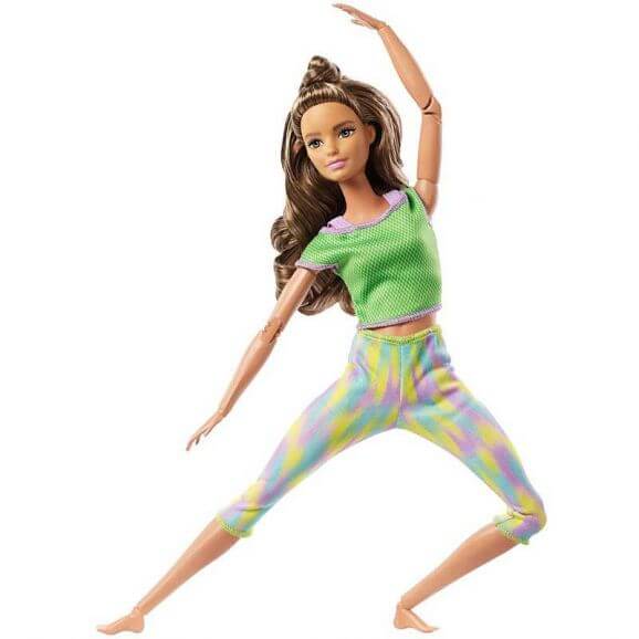 Barbie 22 st. Rörliga Leder Long Wavy Brunette Hair Wearing Athleisure-wear Made To Move