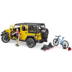 Bruder Jeep Wrangler Unlimited Rubicon med cykel och figur 02543