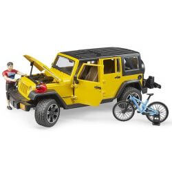 Bruder Jeep Wrangler Unlimited Rubicon med cykel och figur 02543
