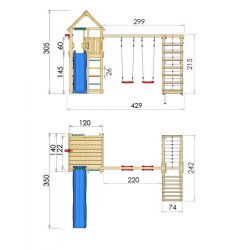 Jungle Gym Cabin lektorn komplett inkl. climb module xtra og rutschkana, grundmålat svart