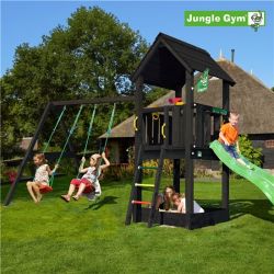 Jungle Gym Club lektorn komplett inkl. swing module xtra og rutschkana, grundmålat svart