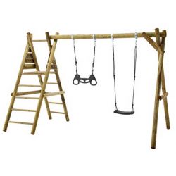 NORDIC PLAY Gungställning 240 cm med plattform inkl. svart gungor och gungbeslag exkl. rutschkana