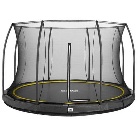 Studsmatta Comfort Ground Edition Ø427 cm svart med säkerhetsnät SALTA