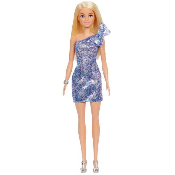 Barbie Glitz docka med blå glitterklänning