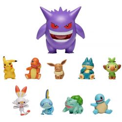 Pokemon 10 Figurer - Pikachu, Squirtle, Charmander, Bulbasaur, Eevee, Gengar, Scorbunny, Sobble, Grookey, Munchlax