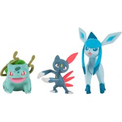 Pokemon Battle Figure Bulbasaur, Sneasil, Glaceon 3 Pack