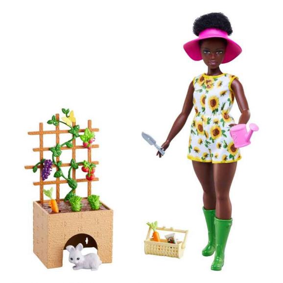 Barbie Docka med trädgårdset och kanin