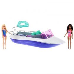 Barbi båt 46 cm med dockor