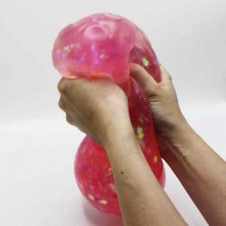 Stor Klämboll med glittriga band inuti Squeeze 15 cm