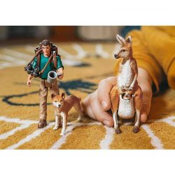 Schleich Outback Adventures Känguru, figur och hund 42623